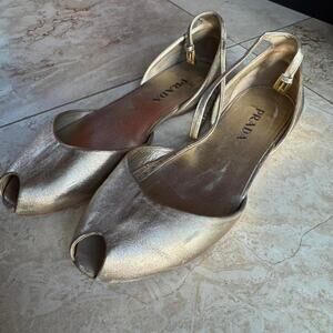 PRADA metallic finished leather sandals